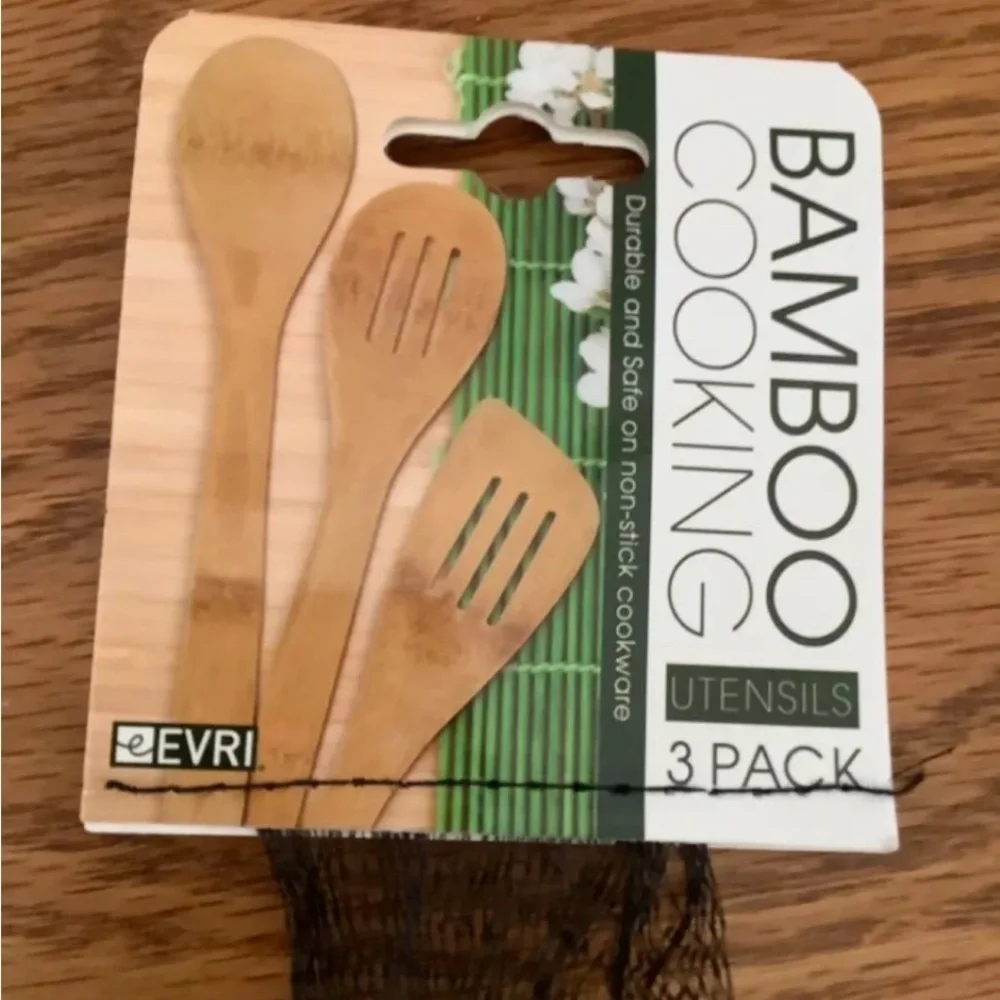 EVRI Bamboo Cooking Utensils Set - Natural and Black